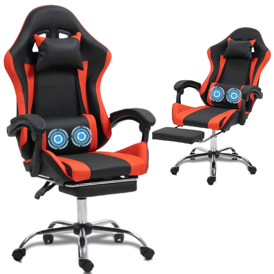 Video Games - Gaming Chair With Massage Lumbar Support
