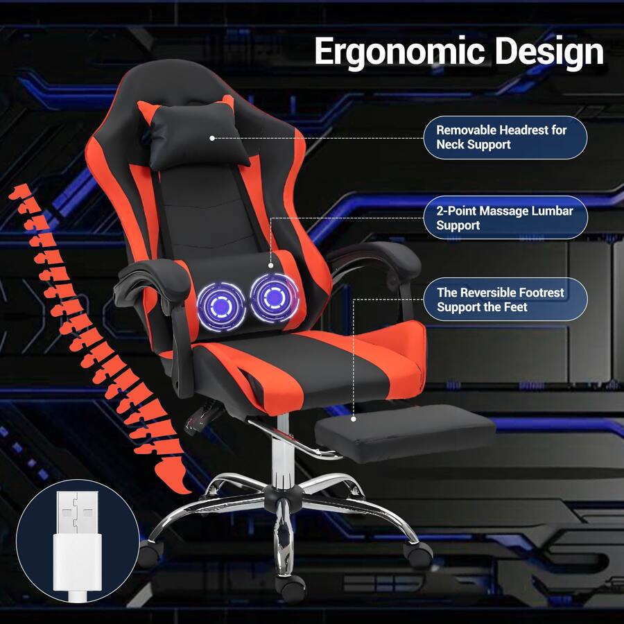 Gaming Chair With Massage Lumb - Video Games review and price